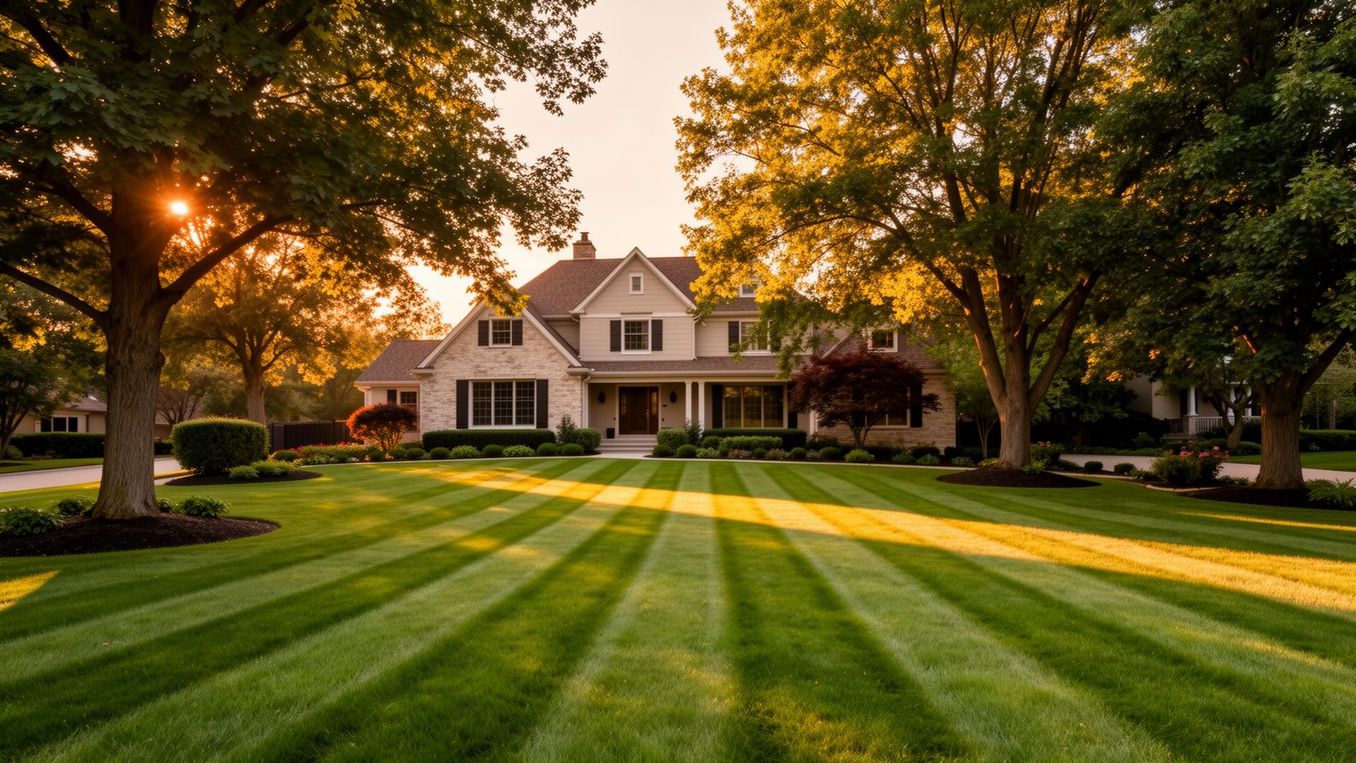 Manicured lawn in front of a Wisconsin home